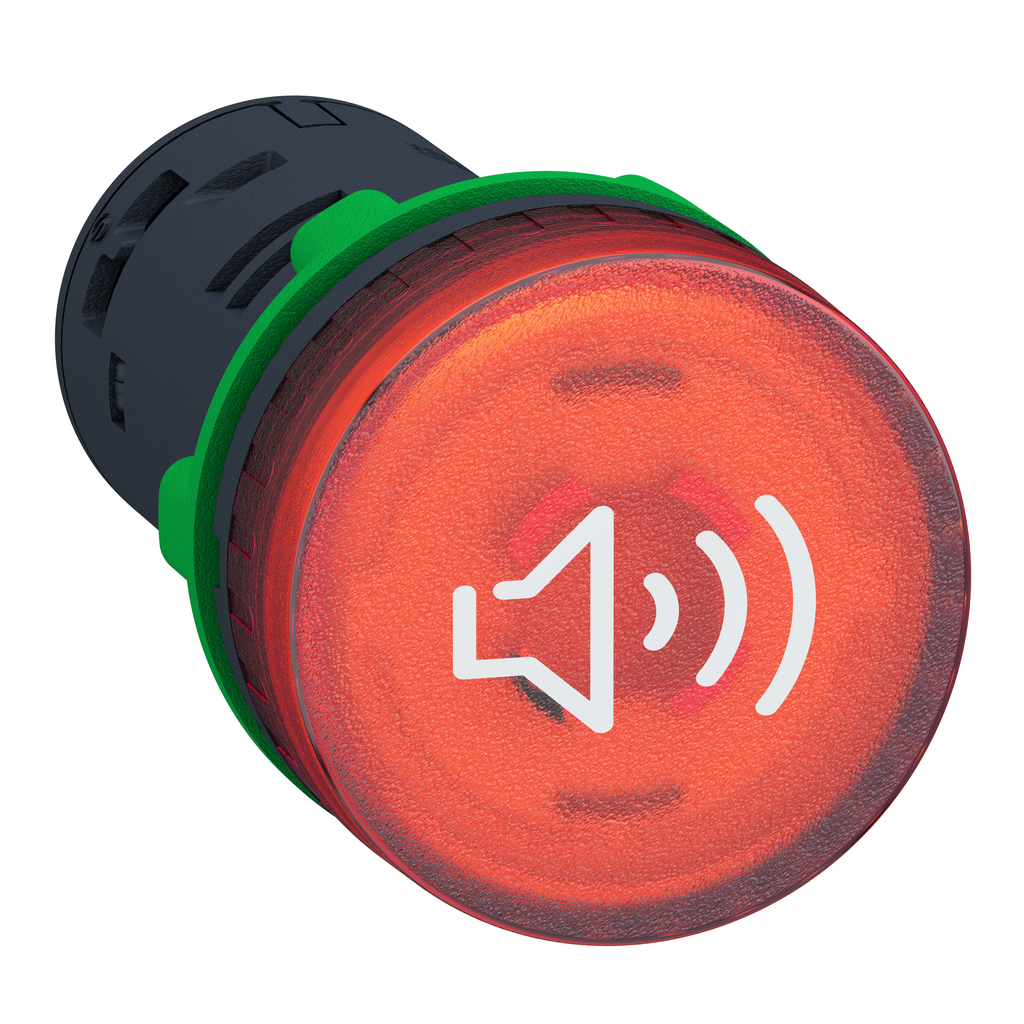 XB5KS2M4 – Annunciator, Harmony XB5, Illuminated buzzer, plastic, red, 22mm, continuous or intermittent tone, 230…240V AC