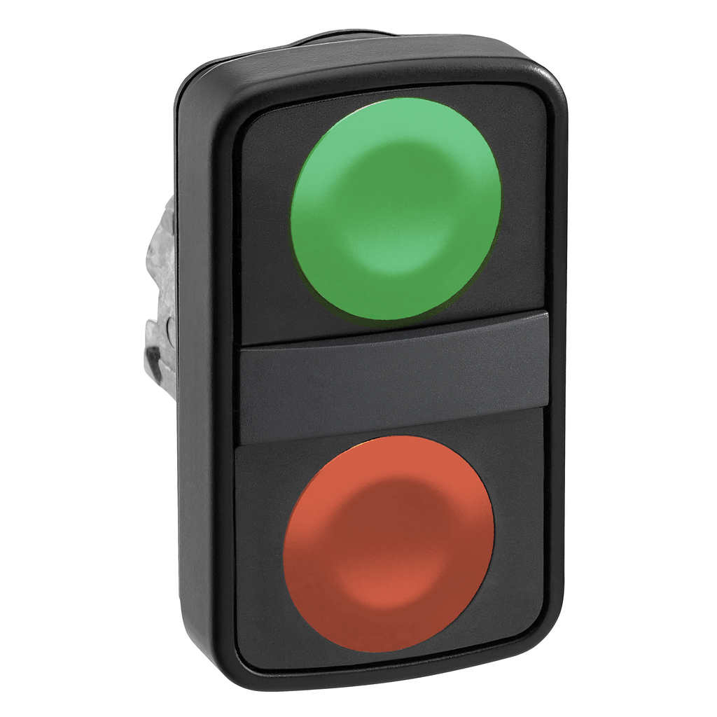 Mayer-DDS-Head for double headed push button, Harmony XB4, green flush/red flush pushbutton Ø22 mm unmarked-1