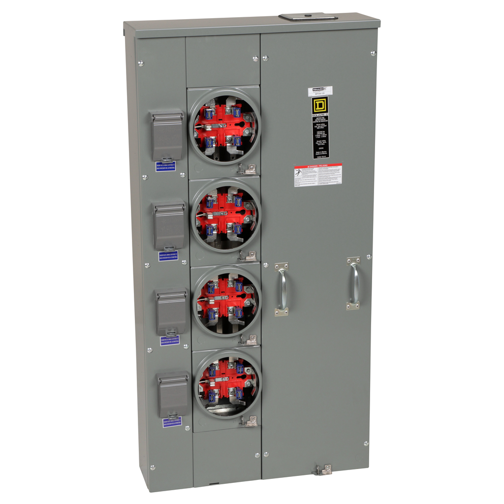 MPH44125 – Meter center, MP Meter-Pak, 4 sockets, horn bypass, 5 jaws, 400A bus, 125A max breaker rating, ringless