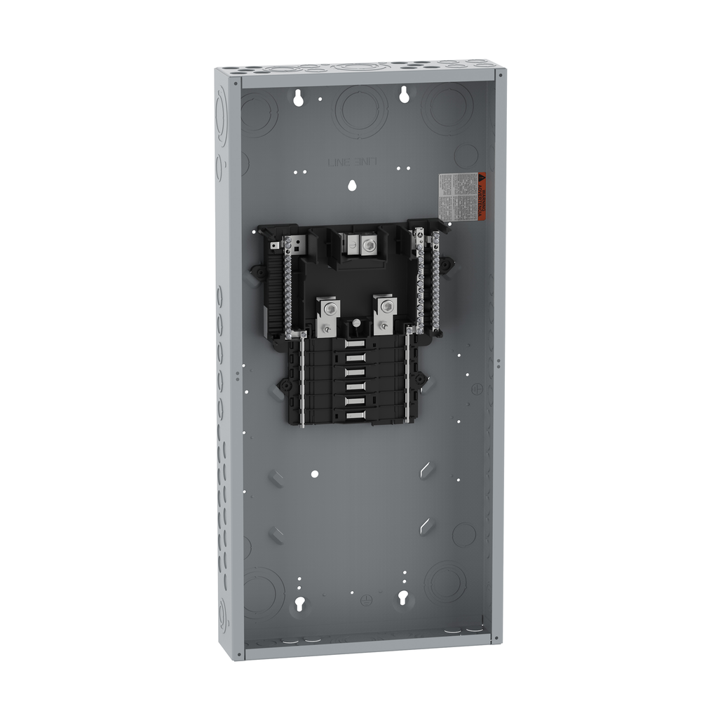 QO112L200PG – Load center, QO, 1 phase, 12 spaces, 24 circuits, 200A convertible main lugs, PoN, NEMA1, gnd bar