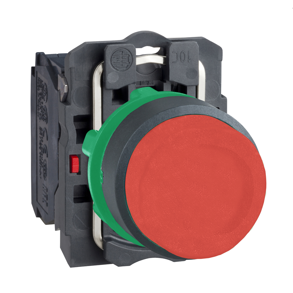 XB5AL42 – Push button, Harmony XB5, plastic, projecting, red, 22mm, spring return, unmarked, 1NC