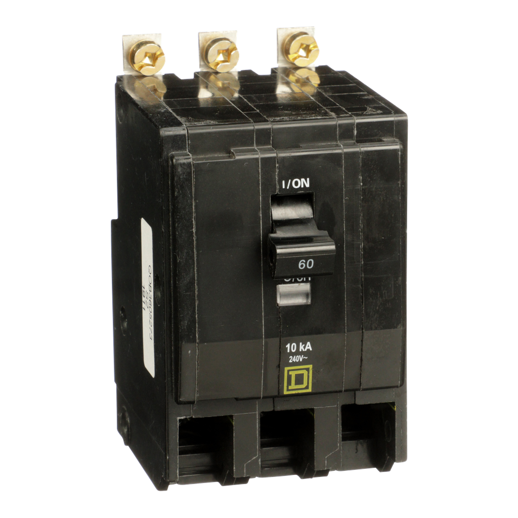 QOB3605273 – Mini circuit breaker, QO, 60A, 3 pole, 120/240VAC, 10kA, bolt on, ring