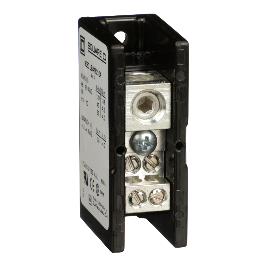 9080LBA162104 – Power distribution block, Linergy, 1 pole, 1 line, 4 load, 175A Cu, 135A Al, 600V