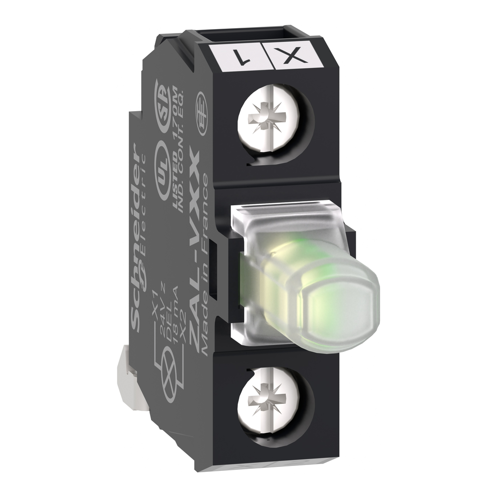 ZALVM1 – Light block, Harmony XALD, XALK, for head 22mm, universal LED, mounting in back of enclosure, 240V AC DC