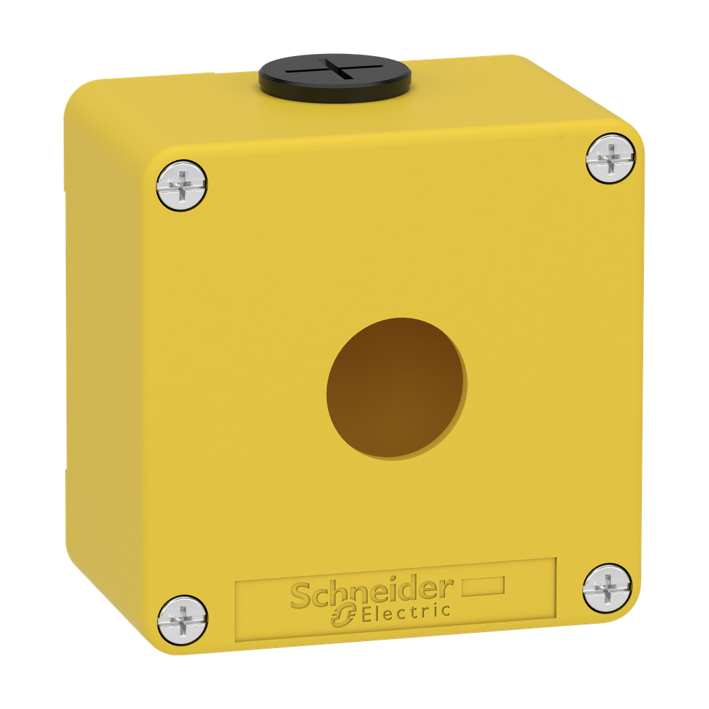 XAPK1201 – Die cast empty control station, Harmony XAP, XB2 SL, zinc alloy, yellow, M20, 1 cut out 22mm, 80x80x51,5mm, UL cULus