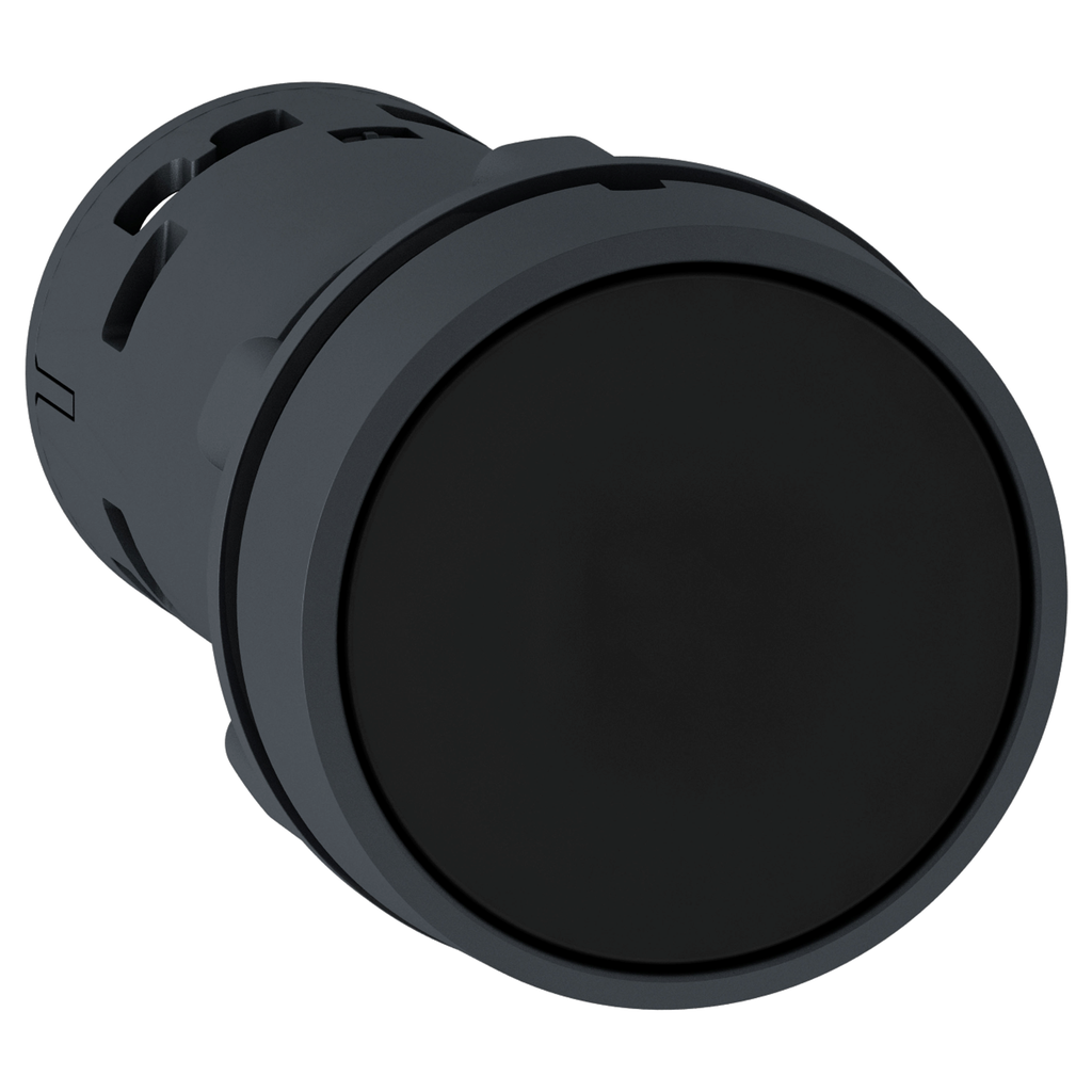 XB7NA23 – Push button, Harmony XB7, round black flush, 22mm, spring return, 2NO, unmarked