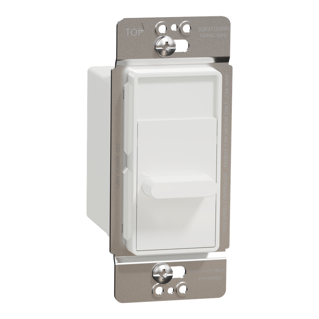 SQR31103WH – Fan speed controller, X Series, slide, single pole, 1 way, white, matte finish
