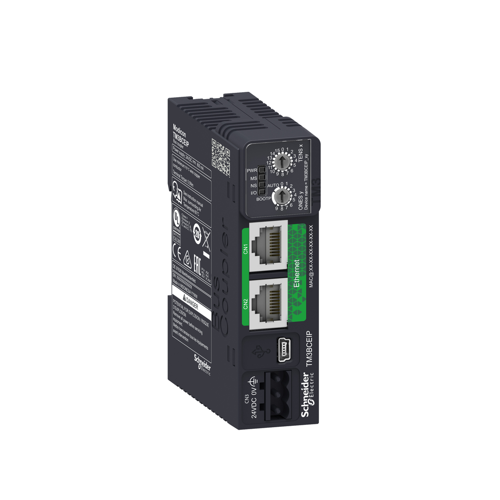 TM3BCEIP – distributed IO module, Modicon TM3, IP20 optimized bus coupler, Ethernet interface