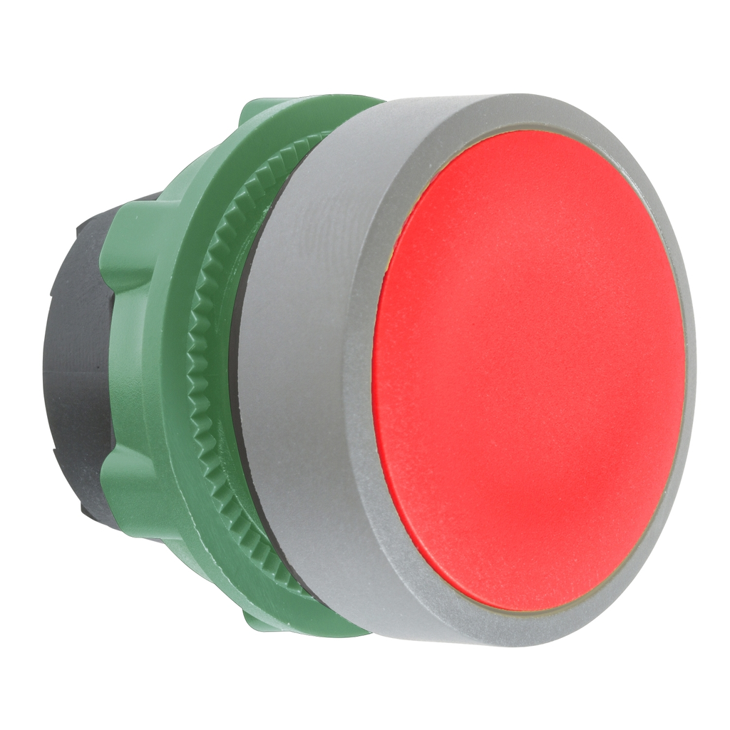 Mayer-DDS-Harmony XB5, Push button head, plastic, flush, red, 22mm, push-push, unmarked, grey bezel-1