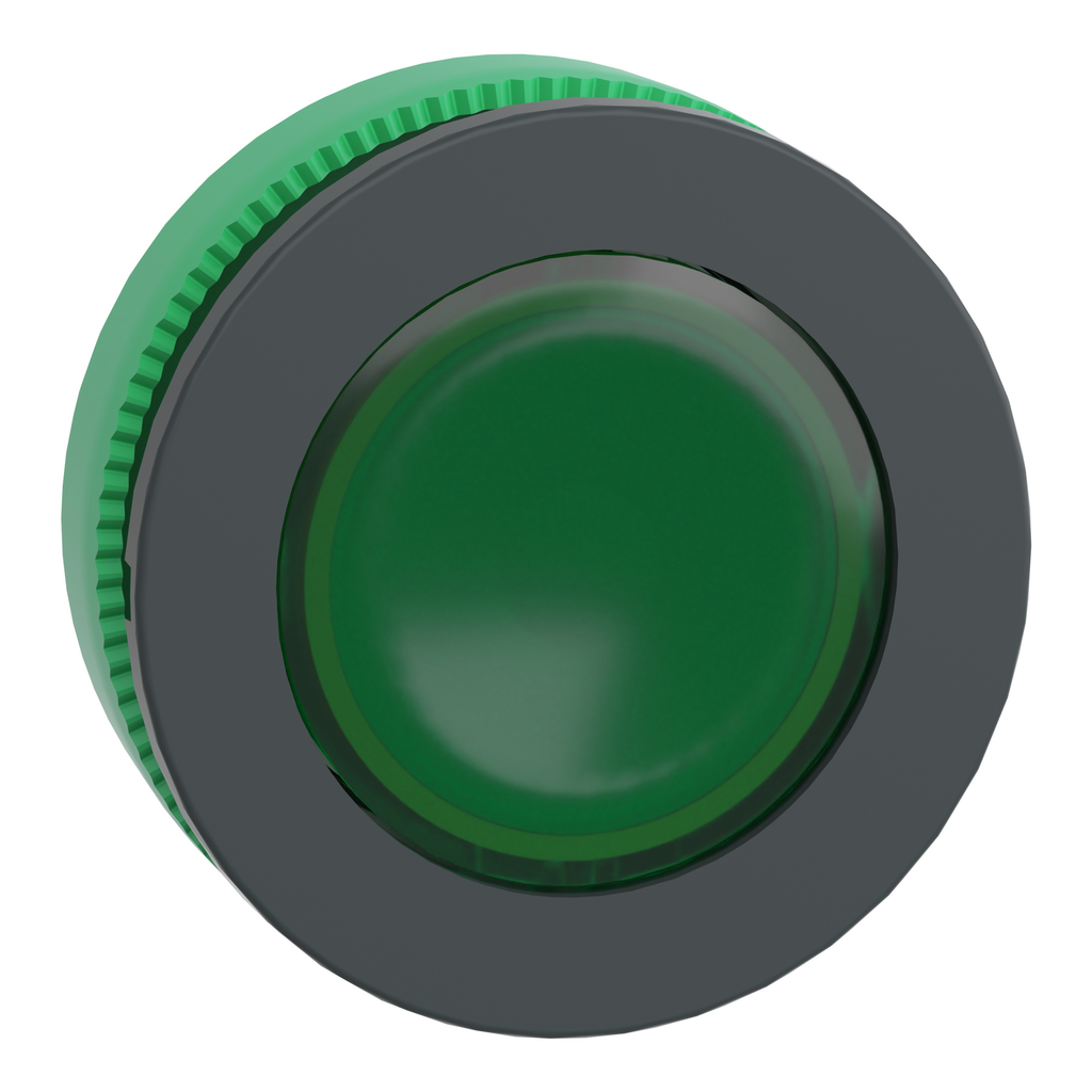 ZB5FV033 – Head for pilot light, Harmony XB5, antimicrobial, plastic, green, 30mm, universal LED, plain lens