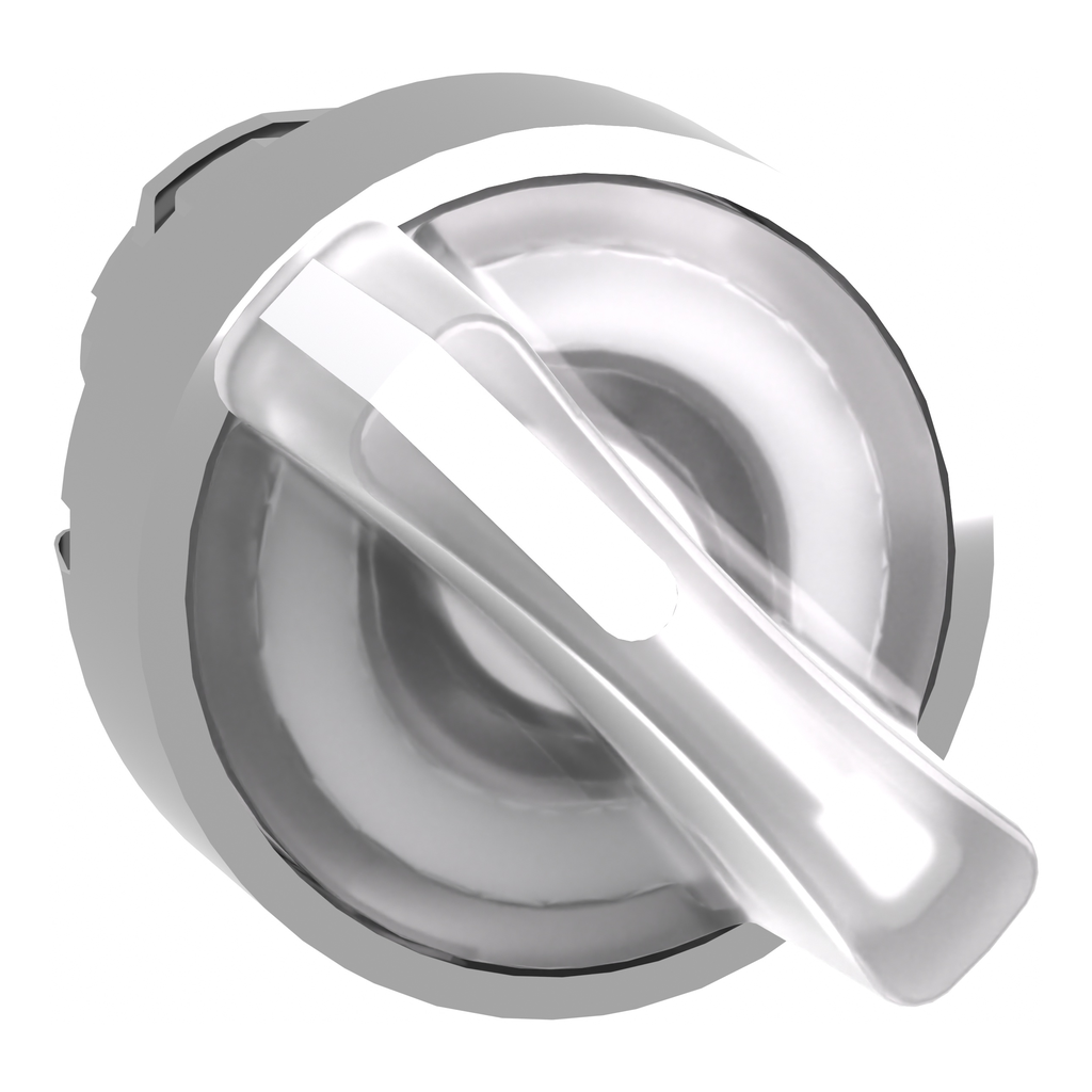 ZB4BK1213 – Head for illuminated selector switch, Harmony XB4, metal, white handle, 22mm, universal LED, 2 positions, stay put