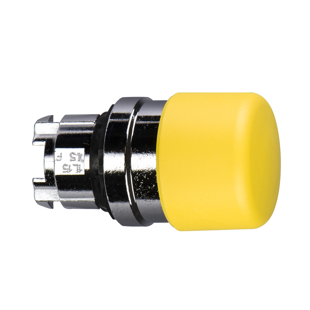 ZB4BC54 – Head for non illuminated push button, Harmony XB4, yellow mushroom 30mm, 22mm, spring return, unmarked