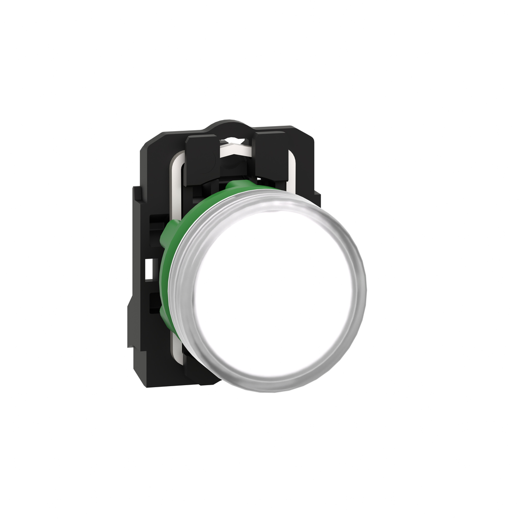 XB5AVB1 – pilot light, Harmony XB5, grey plastic, white, 22mm, universal LED, plain lens, 24V AC DC