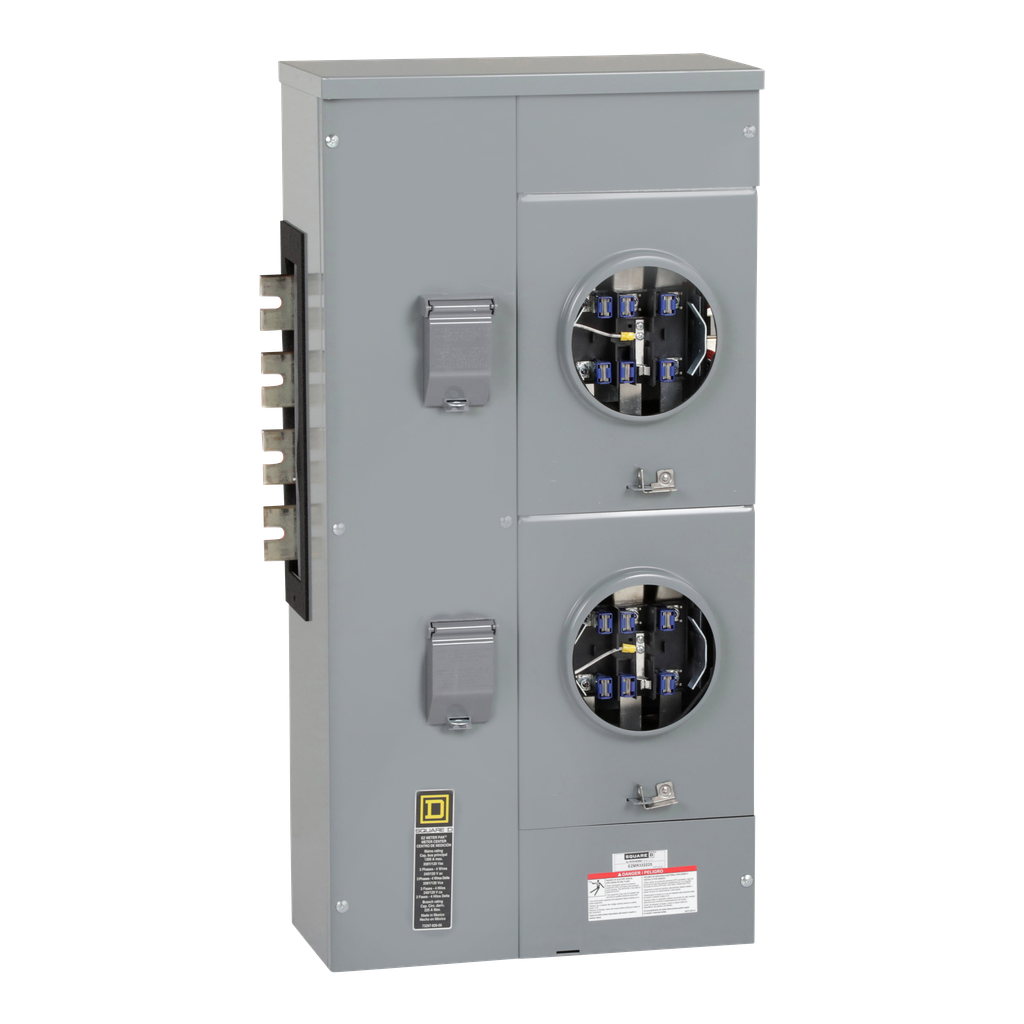 EZMR332225 – Branch unit, EZ Meter-Pak, 225A, 2 x 7 jaw sockets, 208Y/120VAC, no bypass, ringless, 1200A Al/Cu busbar