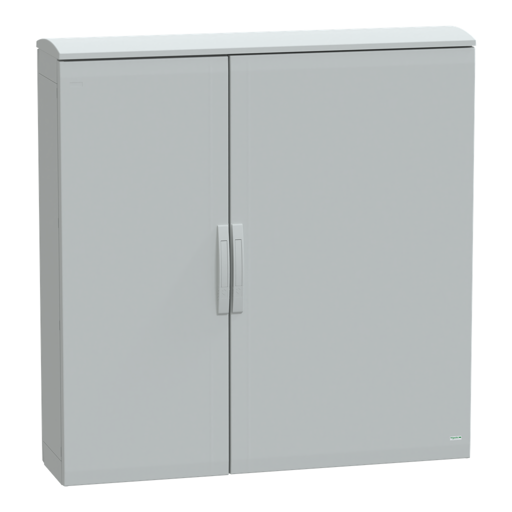 NSYPLAT12123G – Floor standing polyester enclosure, Thalassa PLA, plain door, ventilated canopy, 1250x1250x320mm, IP44, IK10