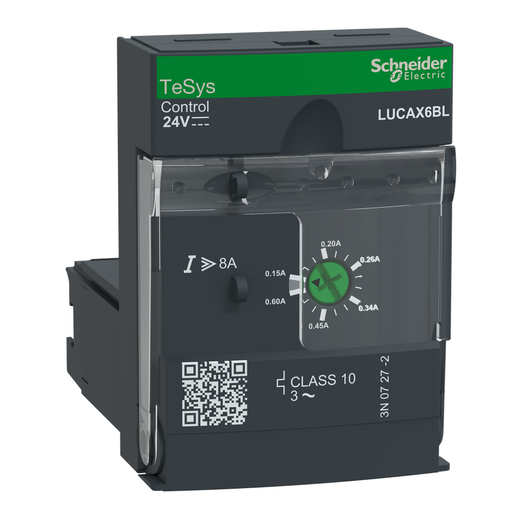 LUCAX6BL – Standard control unit, TeSys Ultra, 0.15A to 0.6A, 3P motors, thermal magnetic protection, class 10, coil 24VDC