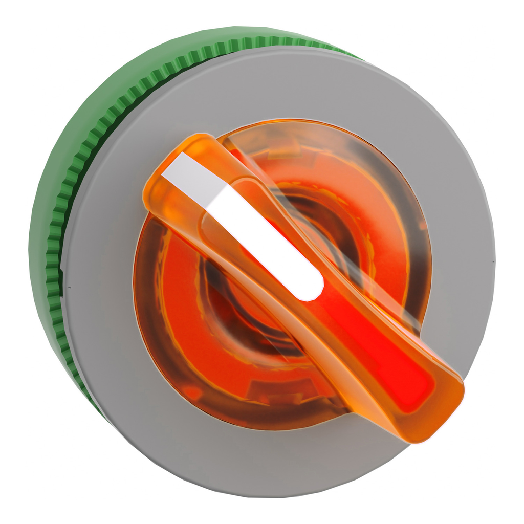 Mayer-DDS-Head for illuminated selector switch, Harmony XB5, grey bezel, orange handle, 30mm, universal LED, 2 positions-1