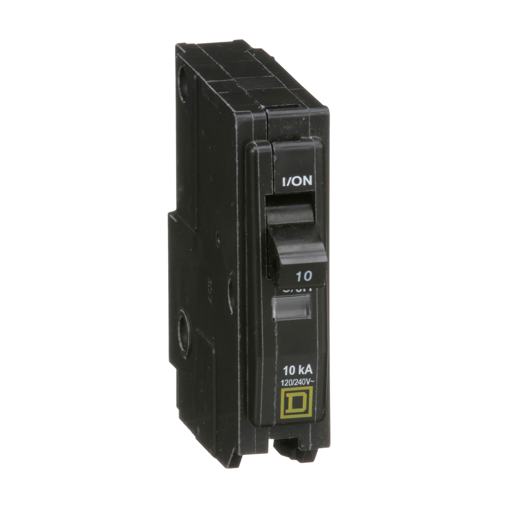 QO110 – Mini circuit breaker, QO, 10A, 1 pole, 120/240VAC, 10kA, plug in mount
