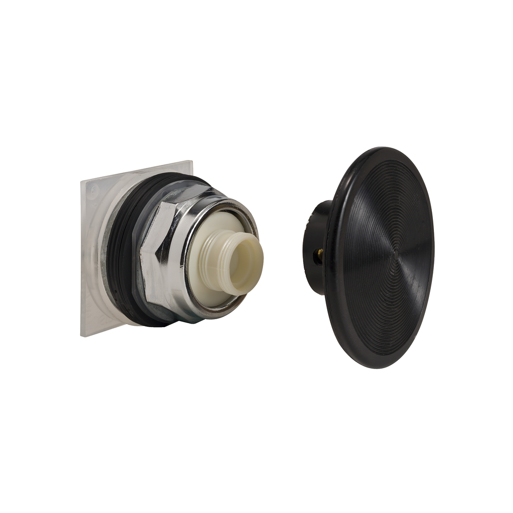 9001KR25B – Push-button head, Harmony 9001K, metal, mushroom 57mm, black, 30mm, spring return
