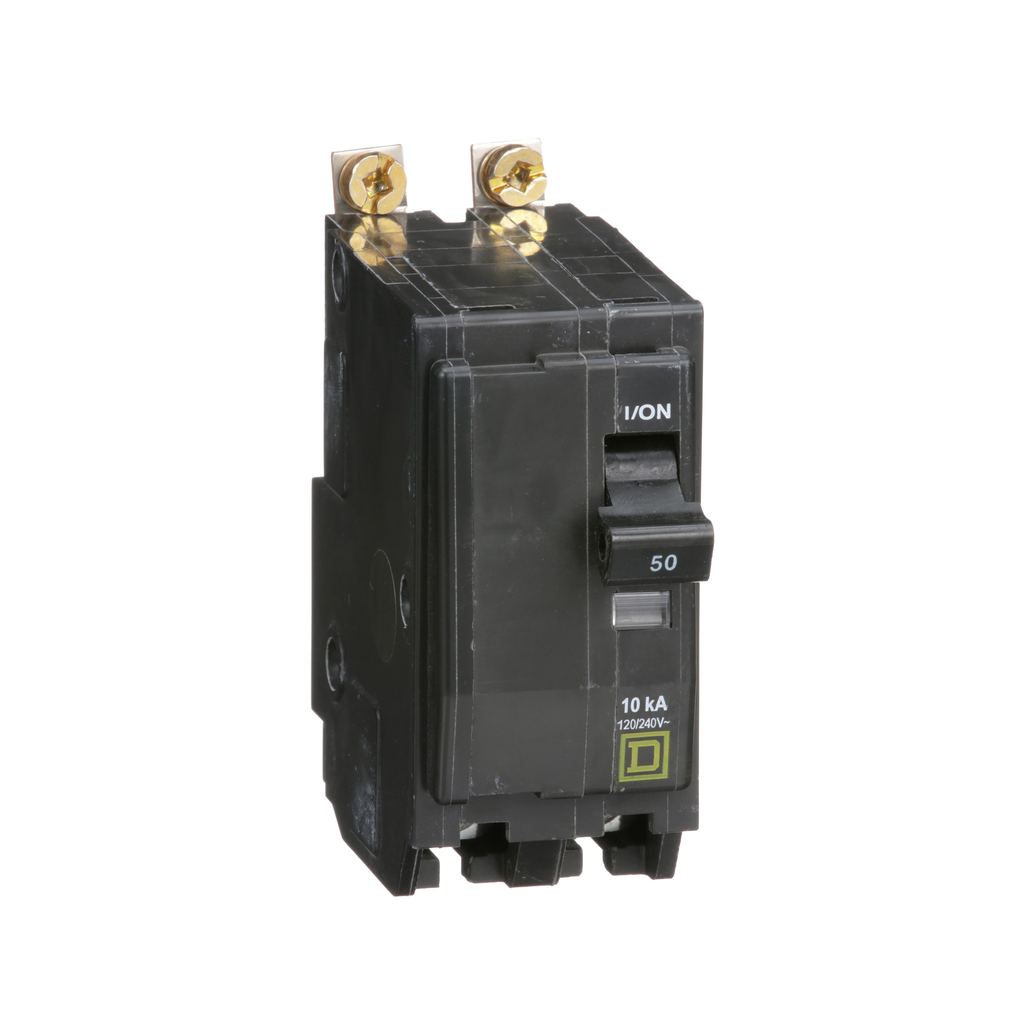 QOB250 – Mini circuit breaker, QO, 50A, 2 pole, 120/240VAC, 10kA, bolt on
