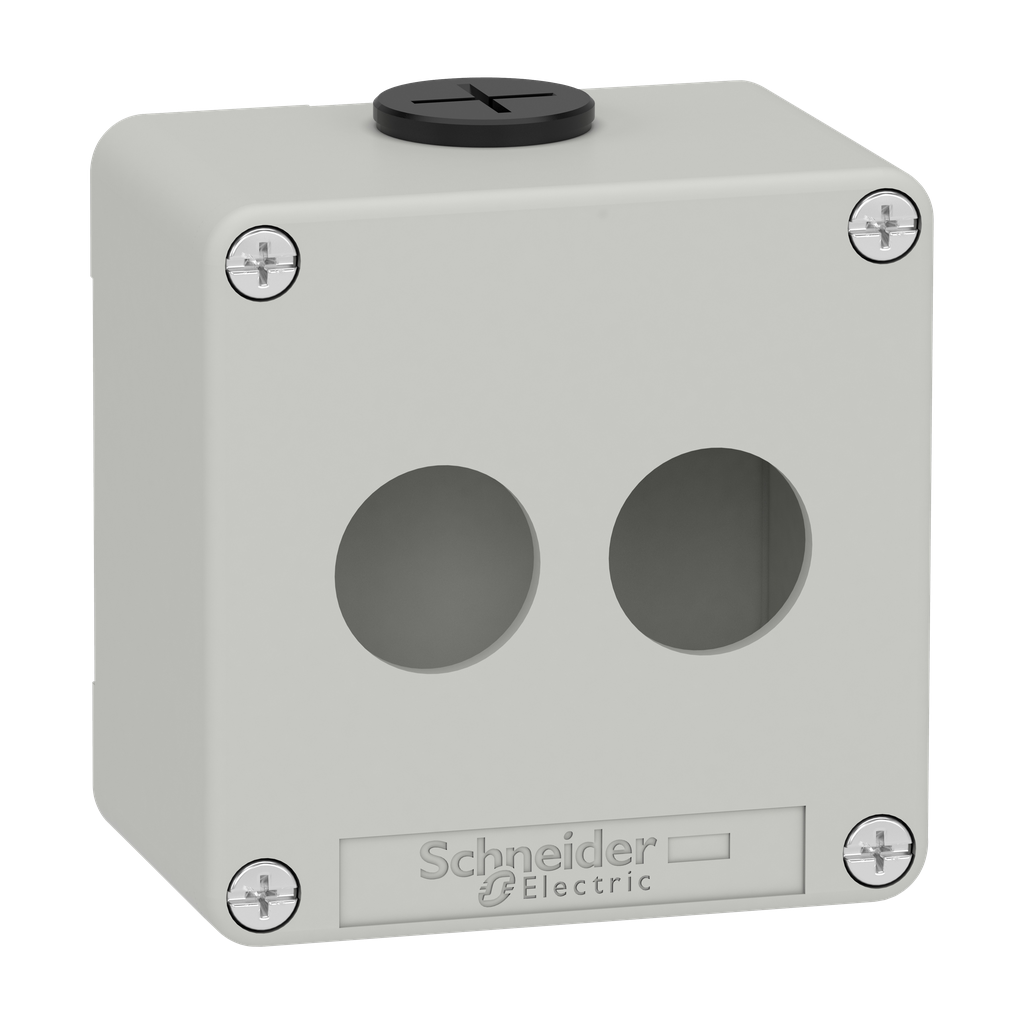 XAPD1202 – Die cast empty control station, Harmony XAP, XB2 SL, zinc alloy, grey, M20, 2 cut outs 22mm, 80x80x51,5mm, UL cULus