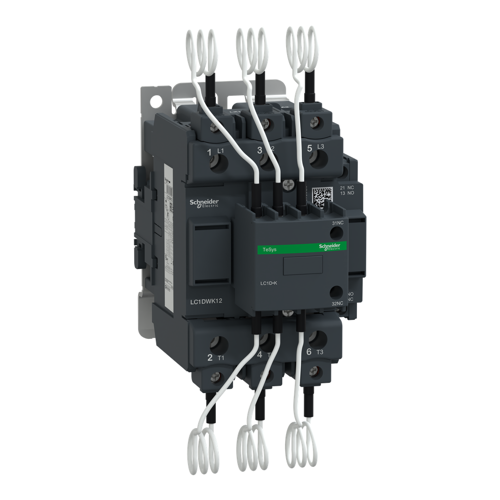 LC1DWK12P7 – Capacitor contactor, Tesys Deca, 63kVAR at 400/415V 50Hz, 230V AC 50/60Hz coil, screw clamp terminals