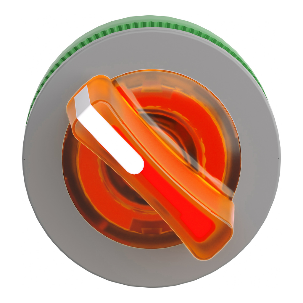 Mayer-DDS-Head for illuminated selector switch, Harmony XB5, grey bezel, orange handle, 30mm, universal LED, 2 positions-2