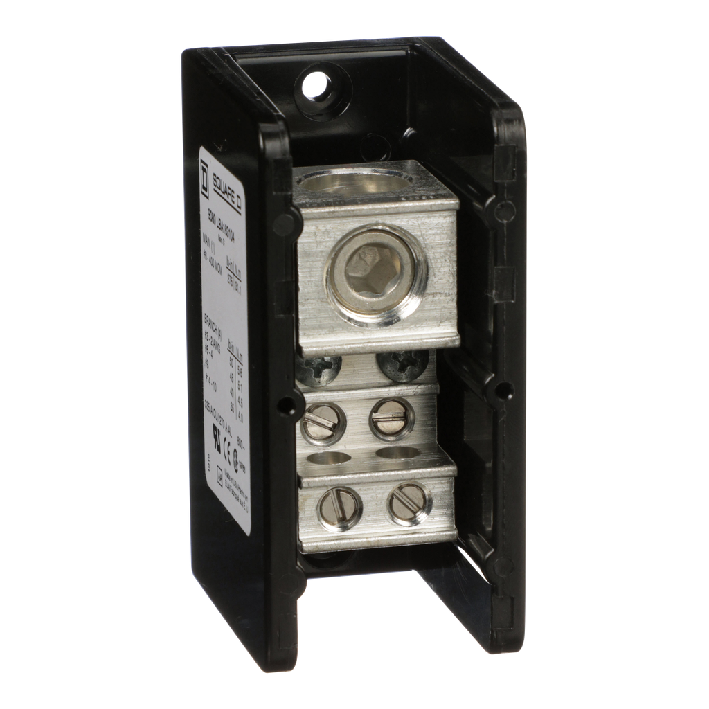 9080LBA163104 – Power distribution block, Linergy, 1 pole, 1 line, 4 load, 335A Cu, 270A Al, 600V