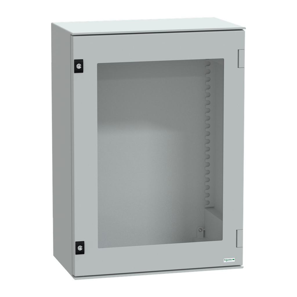 NSYPLM75TG – Wall mounted polyester enclosure, Thalassa PLM, glazed door, 747x536x300mm, IP66, IK08, RAL 7035