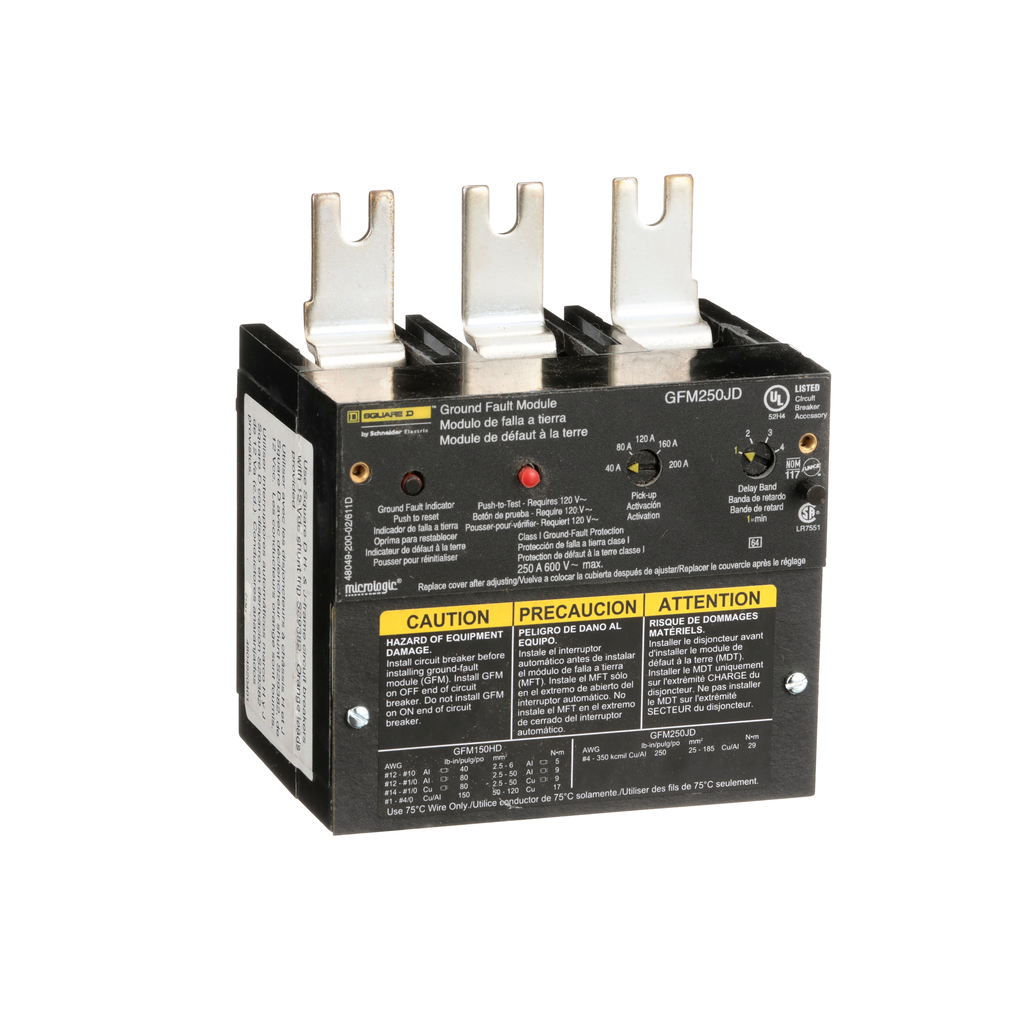 GFM250JD – Ground fault module, PowerPacT J, micrologic, Add-on ground fault modules, 40 to 200A
