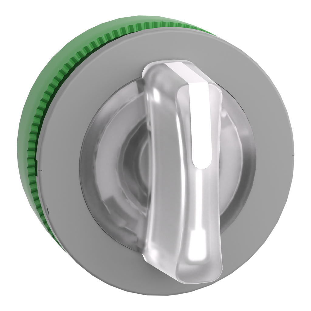 ZB5FK1313C0 – Head for illuminated selector switch, Harmony XB5, grey bezel, white handle, flush mounted, 30mm, universal LED, 3 positions