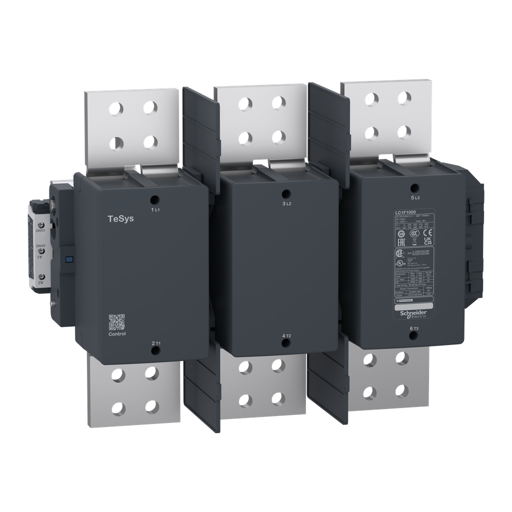 LC1F1000 – contactor body without coil, TeSys F, 3P(3NO), AC-3,