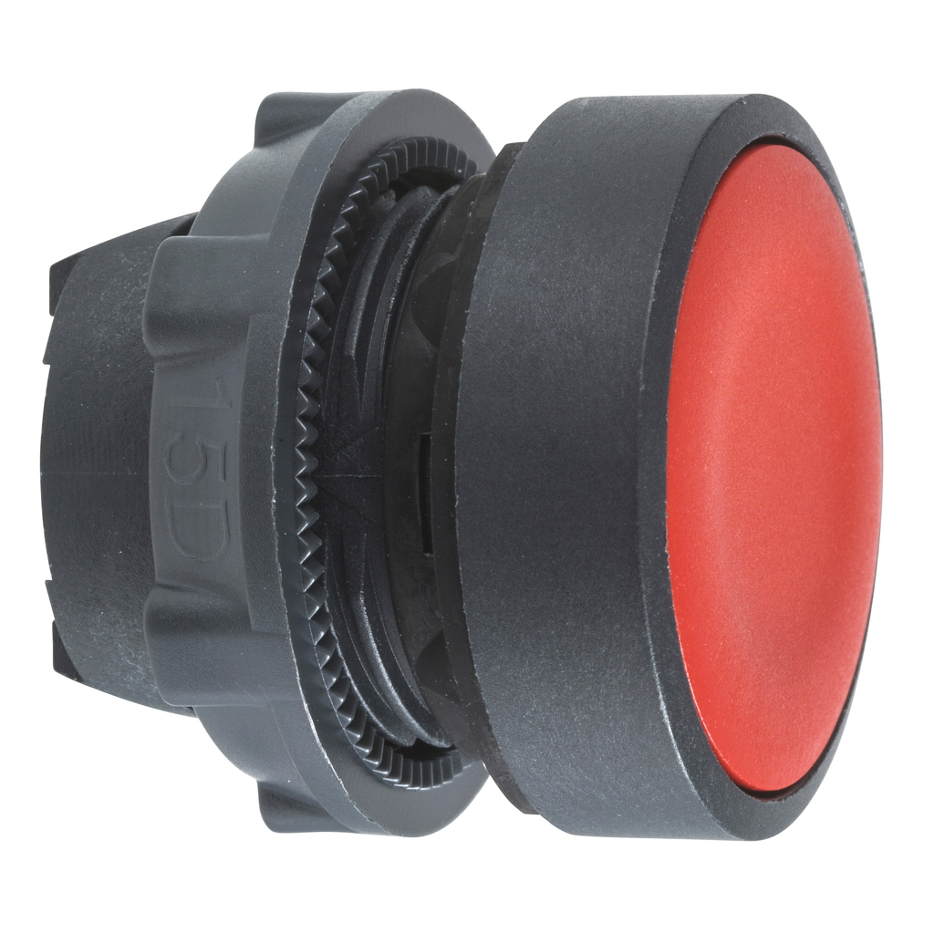 ZB5AH04 – Head for non illuminated push button, Harmony XB5, plastic, flush, red, 22mm, push push, unmarked