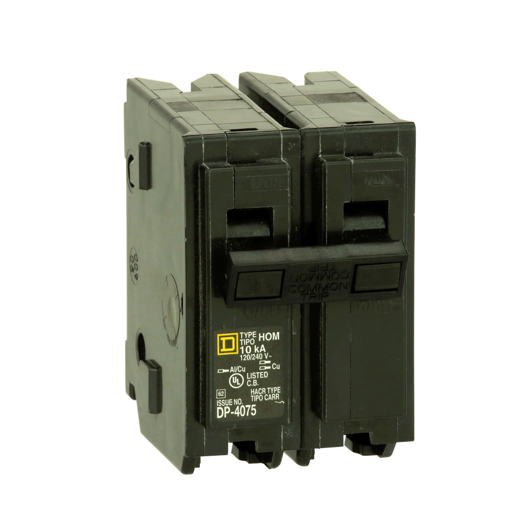 HOM220C – Mini circuit breaker, Homeline, 20A, 2 pole, 120/240VAC, 10kA AIR, standard type, plug in, UL