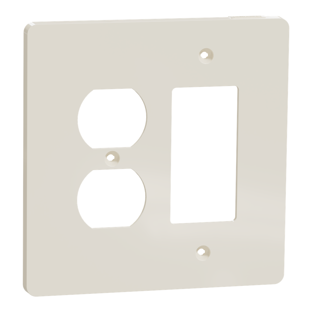 SQWS802452LA – Cover frame, X Series, for duplex/decorator socket-outlet, 2 gangs, screw fixed, mid sized plus, light almond, matte finish