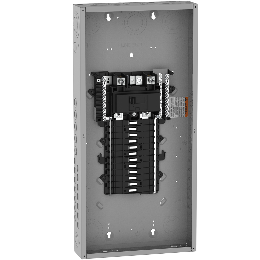 QO124M150P – Load center, QO, 1 phase, 24 spaces, 36 circuits, 150A convertible main breaker, PoN, NEMA1