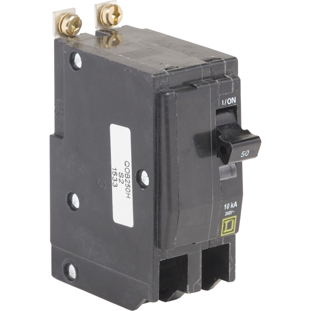 QOB250H35 – Mini circuit breaker, QO, 50A, 2 pole, 120/240VAC, 10kA, bolt on, 50 deg C