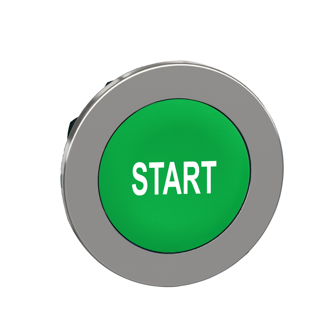 ZB4FA333 – Flush mounted push button head, Harmony XB4, metal, green, 30mm, spring return, marked START