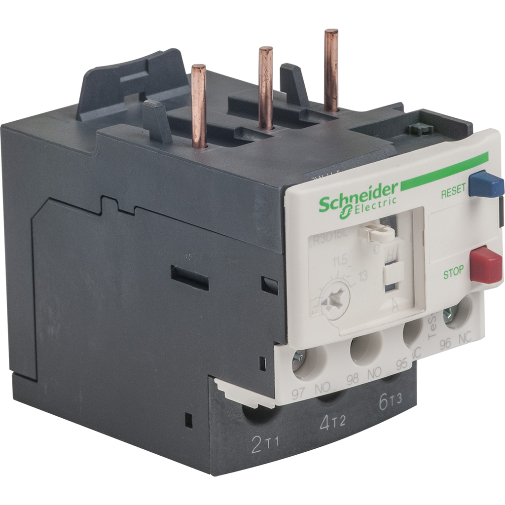 LR3D16L – Thermal overload relay, TeSys Deca, 690VAC, 9 to 13A, 1NO 1NC, class 20, for unbalanced loads