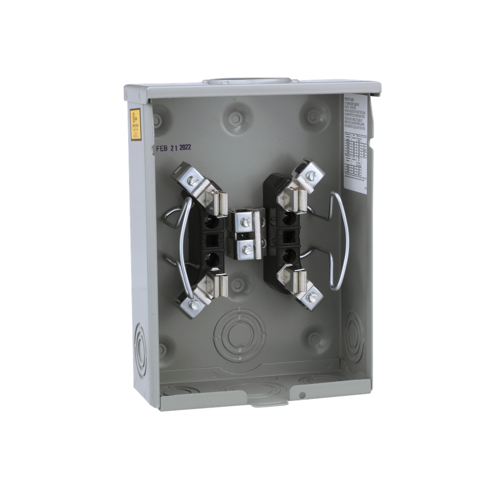 URS101BCPL – Meter socket, ringless, 1 phase, 3 wire, 4 jaws, Series A, no bypass, no jaw release