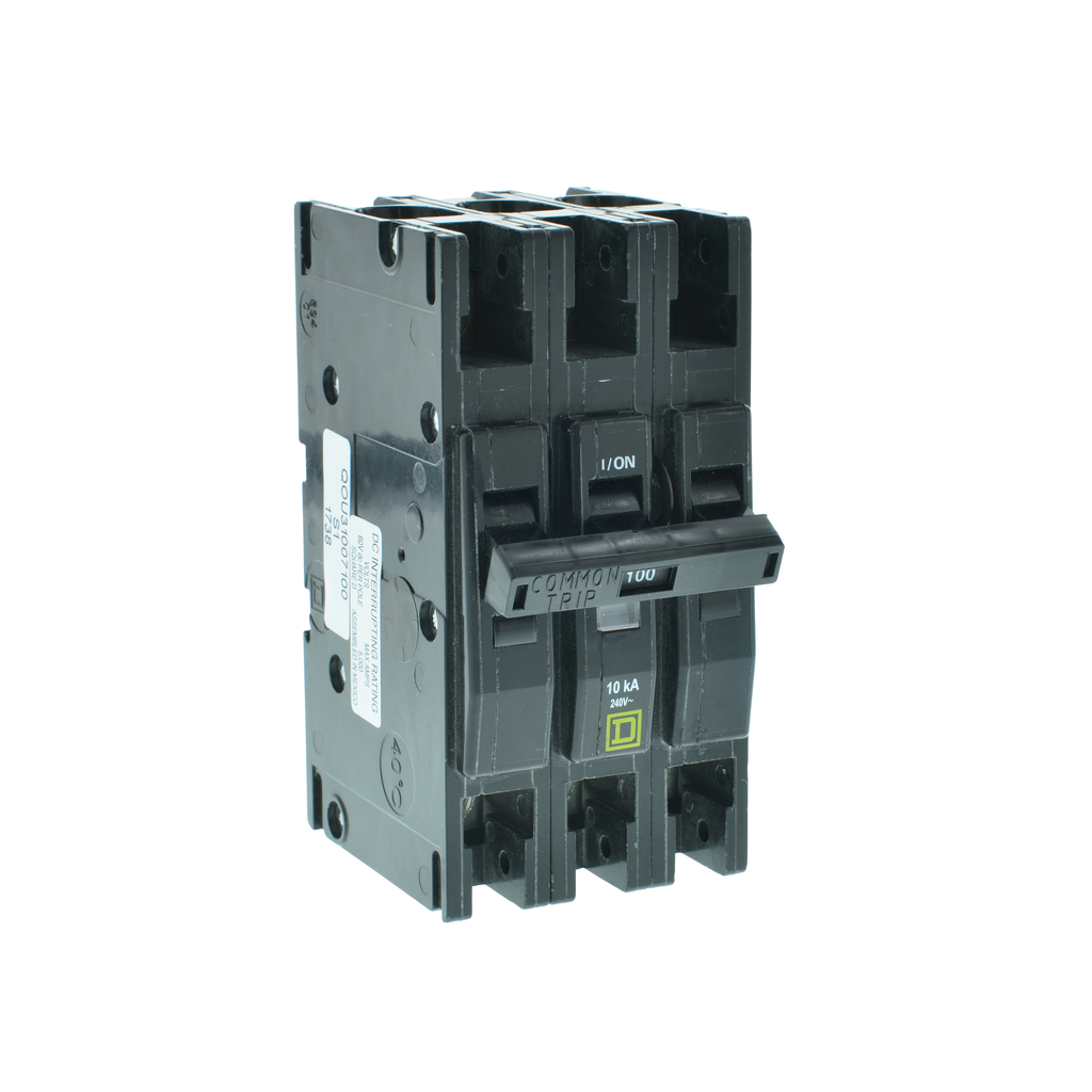 QOU3807100 – Mini circuit breaker, QOU, 80A, 3 pole, 240 VAC, 10kA, lock-off