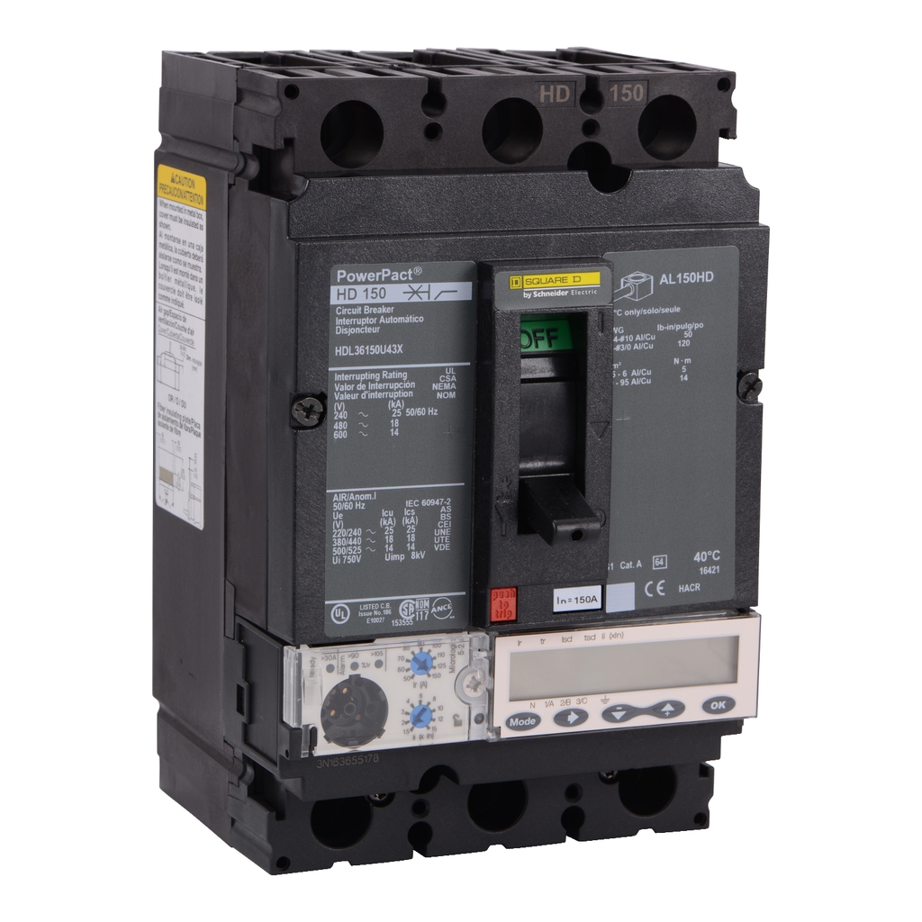 Product image for SQD HDL36150U43X Circuit breaker, P