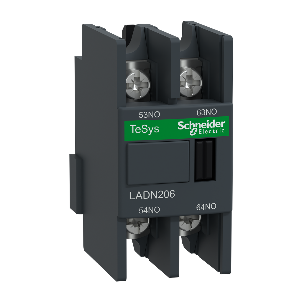 LADN206 – Auxiliary contact block, TeSys Deca, 2NO, front mounting, lugs-ring terminals