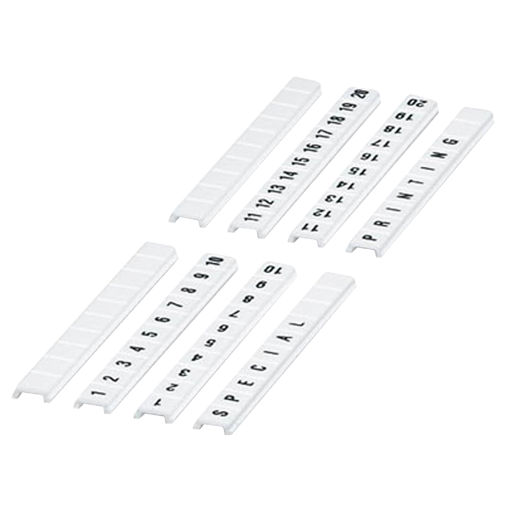 NSYTRABF640 – Marking strip, Linergy TR, clip in type, flat, 6mm, printed characters 31 to 40, printed horizontal, white, Set of 10