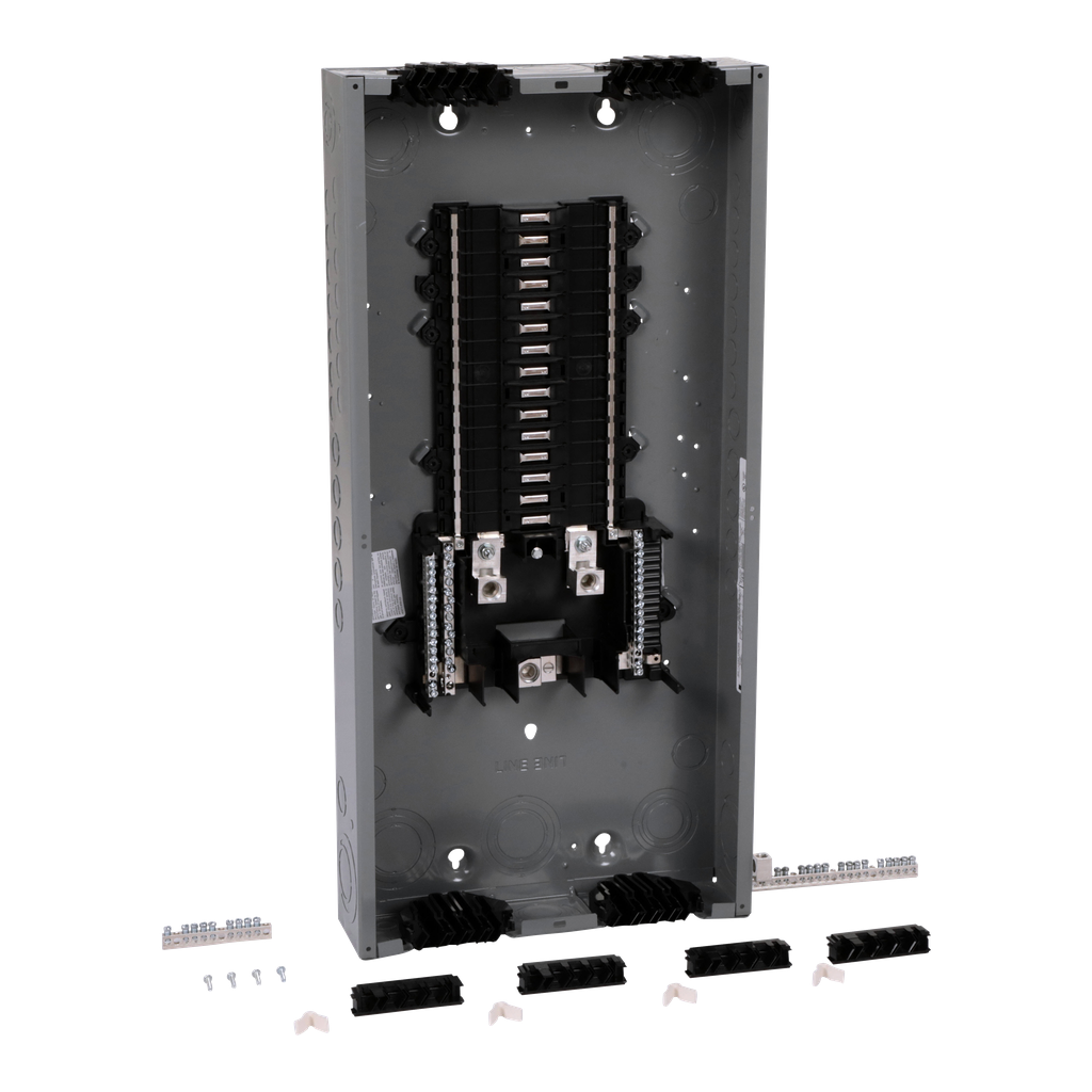 QO130L200PQG – Load center, QO, 1 phase, 30 spaces, 30 circuits, 200A convertible main lugs, PoN, NEMA1, Qwik-grip, gnd bar