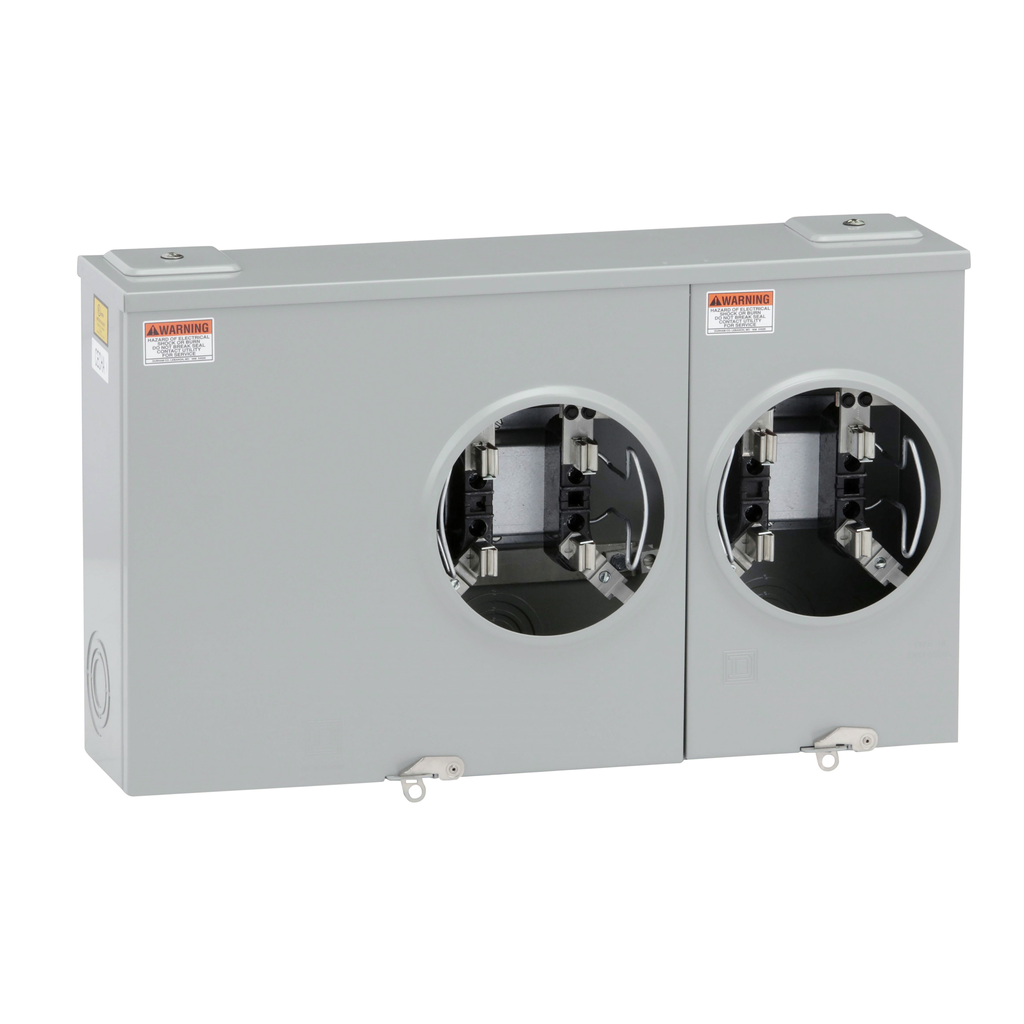 1009693 – Meter Socket, Ganged, 100 A, 600 V, 1 PH, 3 wire, 2 sockets, 4 jaws, NEMA 3R