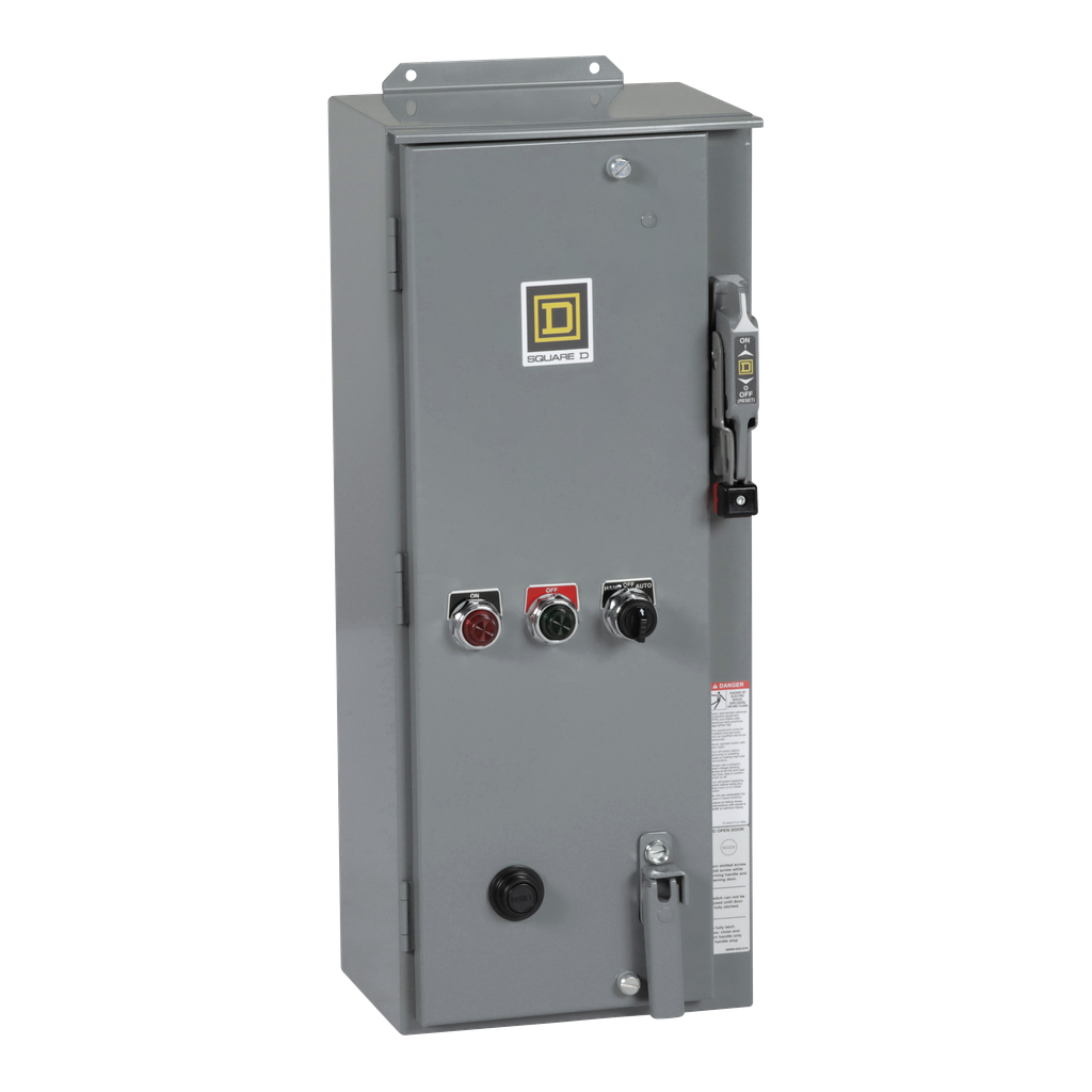 8538SDASP3 – NEMA combination starter, Type S, 60A fusible disconnect, Size 2, 45A, 25HP at 600VAC, 3 phase, 3 pole, melting alloy, 120VAC coil, NEMA 12