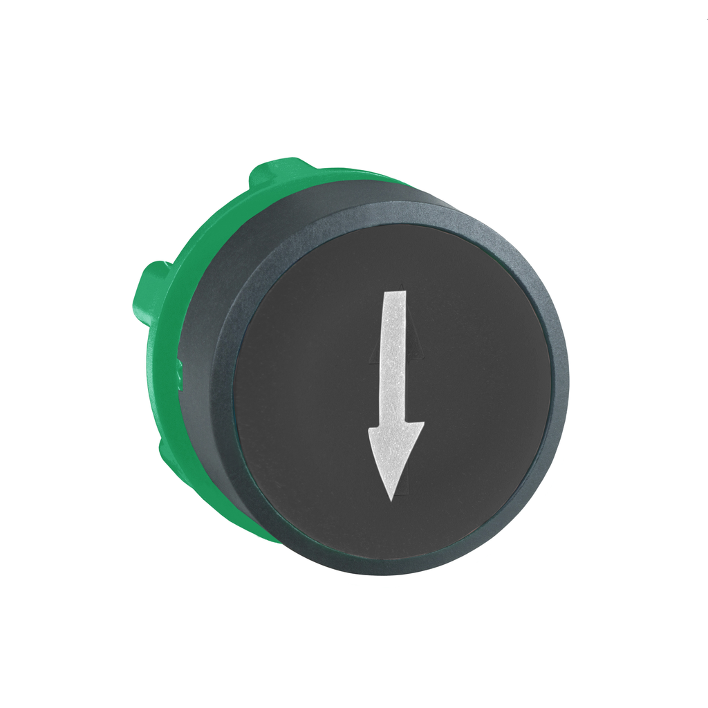 ZB5AA335 – Head for non illuminated push button, Harmony XB5, plastic, flush, black, 22mm, spring return, marked DOWN ARROW