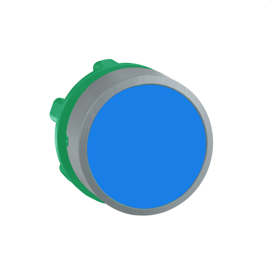 ZB5AA6C0 – Push button head, Harmony XB5, plastic, flush, blue, 22mm, spring return, unmarked, grey bezel