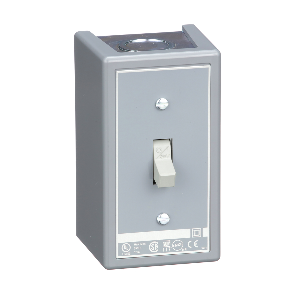 2510KG1 – Switch, manual, 30A, 2 pole, 3 HP at 575 VAC, single phase, toggle operated, no indicator, NEMA 1 enclosure